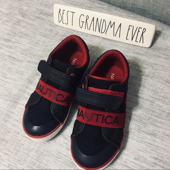 Nautica Boys Red and Blue Velcro closure sneakers - Picture 1 of 6